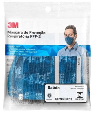 Máscara de Proteção Respiratória Dobrável 9820+BR PFF-2(S) - 3M.