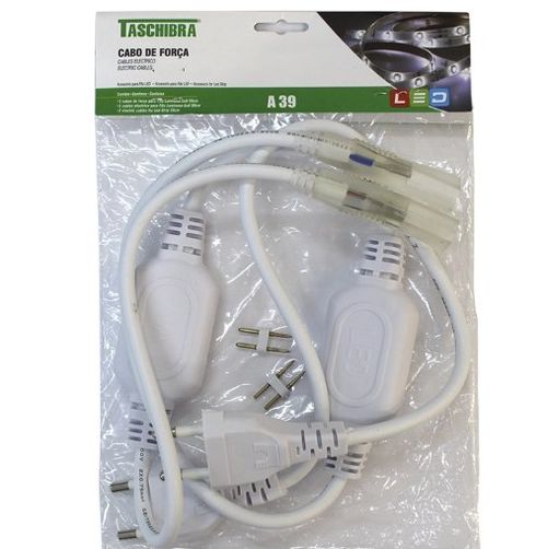 Cabo de força para fita LED 5W alta proteção 127/220V A39 - Taschibra.