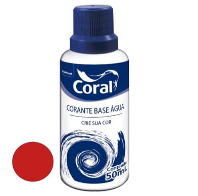 Corante Líquido Base de Água Vermelho 50ml - Coral.