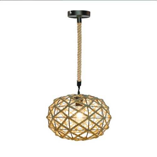 Lustre Corda e Metal 30cm 40W E27 Marrom - Nitrolux.