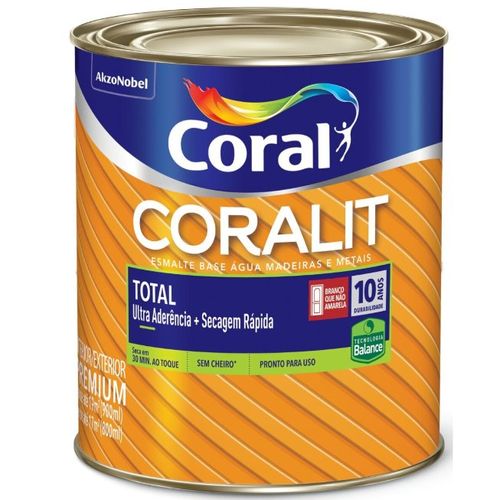 Tinta Esmalte Coralit Total Fosco 900ml Branco - Coral