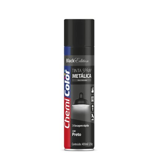 Tinta Spray Matálica Preto 400Ml - Chemicolor (Baston)