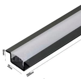 Perfil Aluminío P/ Fita Led 8261 Embutir 8,5x25x3000mm Preto - Rt Flex.