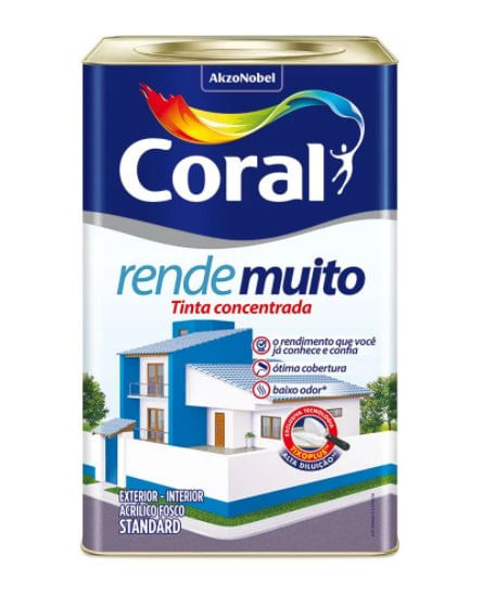 Tinta Acrílica Rende Muito Fosco Branco Neve 18L - Coral.
