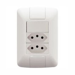 Conjunto 4x2 com 1 Interruptor Simples 6 A 250 V e 2 Tomadas 2P+T 10 A 250 V  Aria em Branco - Tramontina.