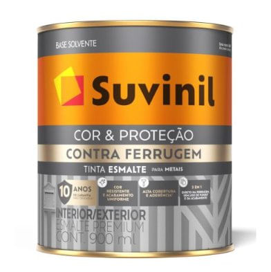 Tinta Esmalte Premium Contra Ferrugem Brilhante Cinza Escuro 900ml - Suvinil.