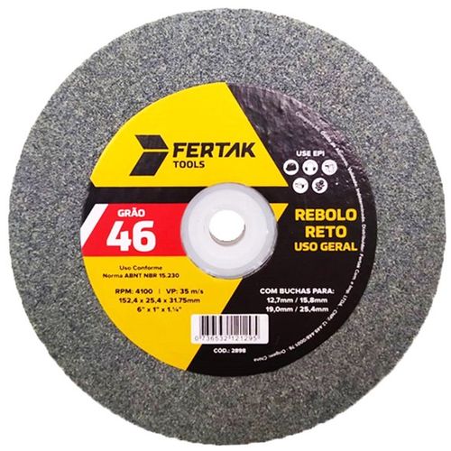 Rebolo Reto Grão 46 6” x 1” x 1.1/4”  2899 – Fertak.