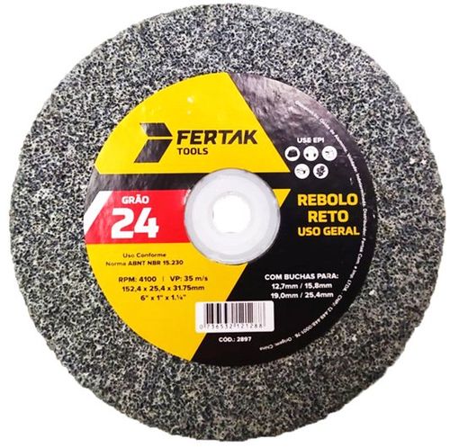 Rebolo Reto Grão 24 6” x 1” x 1.1/4”  2897 – Fertak