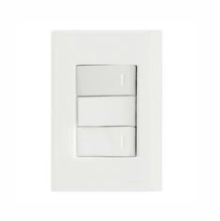 Conjunto Placa 4x2 com 2 Interruptores Simples 10 A 250 V Giz Branco - Tramontina.