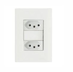 Conjunto Placa 4x2 com 2 Tomadas 2P+T 10 A 250 V Giz Branco - Tramontina.