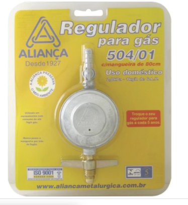 Regulador para Gás Blister com Mangueira de 80cm 504 /1 - Aliança.