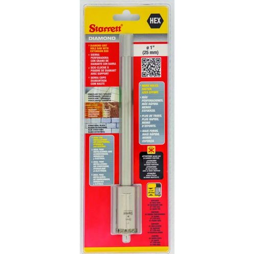Serra Copo Diamantada de 25mm 1' com Haste de 150mm - Starrett.