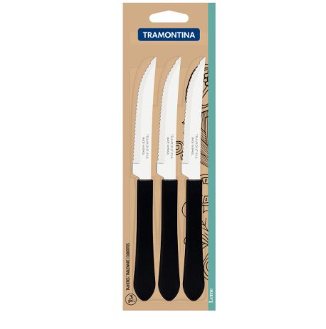 Conjunto Facas Churrasco Inox 3 Pçs Leme Preto - Tramontina.