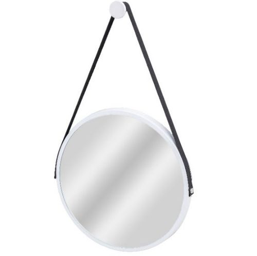 Espelho Redondo C/ Alça Adnet 50cm Branco 9018 - Vildrex.