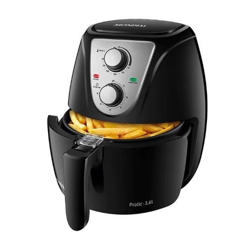 Fritadeira Air Fryer Pratic 3,6L Preto/Inox 1500W 127V AF-36-BI - Mondial