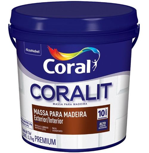 Massa para Madeira Coralit Galão Branca 5,7kg - Coral.