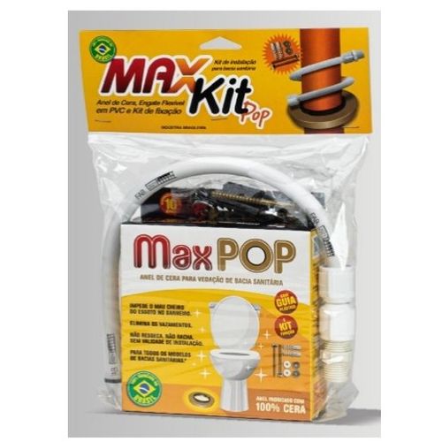 Kit 3 Em 1 Anel De Vedação Maxpop Com Engate PVC e Kit De Fixação Latonado - Maxseal.