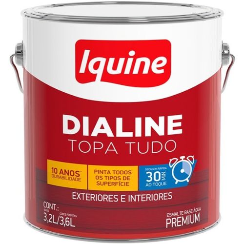 Tinta Esmalte Sintético Dialine Brilhante Base Água Preto 3,6L - Iquine