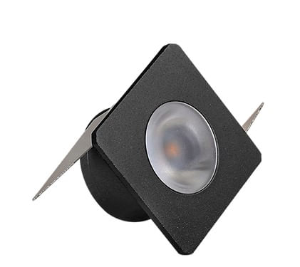 Mini Luminária Quadrado De Embutir 1W 2700K Preto – Luminatti.