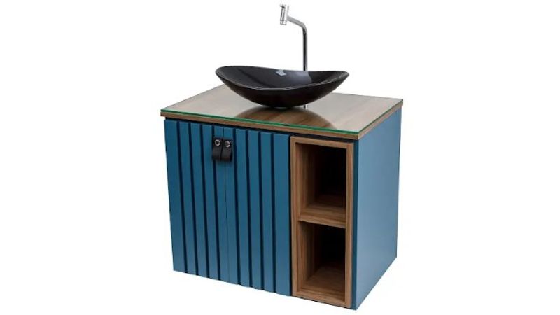 Kit Gabinete Azal Safira/Castânea 70cm - Vildrex