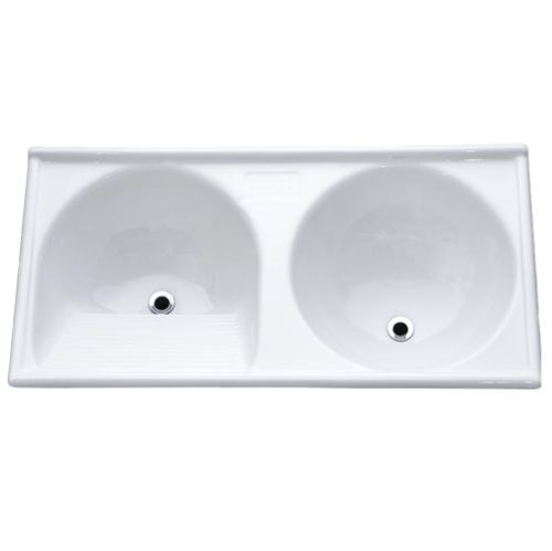 Tanque Duplo Marmofibra 1,02x0,50 Branco - Decoralita