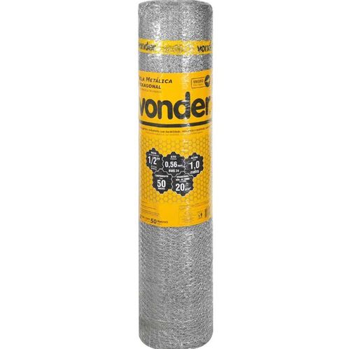 Tela Metálica Hexagonal 1/2""x 24 BWG x 1m com 50m - Vonder