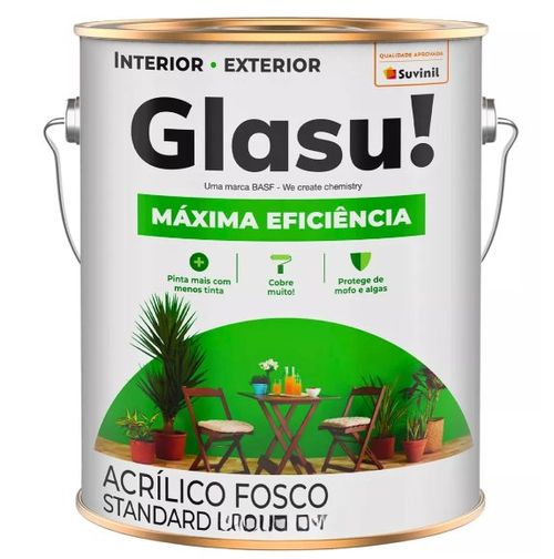 Tinta Acrílica Máxima Eficiência Fosco 3,6L Branco Neve - Suvinil Glasu