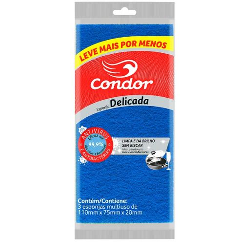 Esponja Limpeza Delicada com 3 Unidades 1529 - Condor