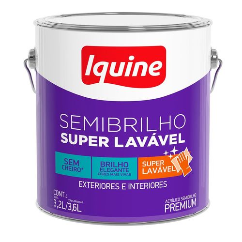 Tinta Acrílica Super Lavável Semibrilho Branco Gelo 3,6L - Iquine