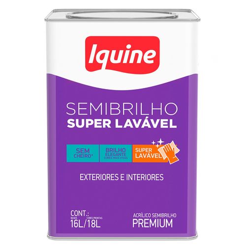 Tinta Acrílica Super Lavável Semibrilho Branco Neve 18L - Iquine