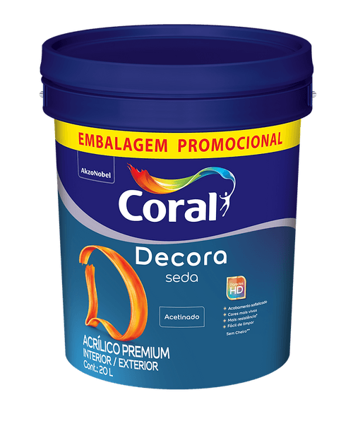 Tinta Acrílica Decora Seda Acetinado Branco Neve 20L - Coral