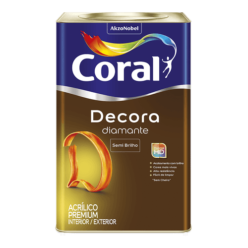 Tinta Acrílica Decora Diamante Semi Brilho Branco 18L - Coral