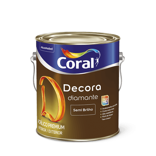 Tinta Acrílica Decora Diamante Semi Brilho Branco 3,6L - Coral