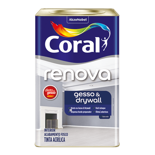 Tinta Acrílica Renova Gesso e Drywall Fosca Branco 18L - Coral