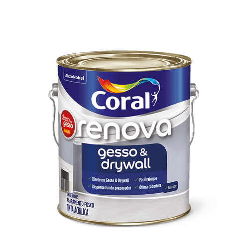 Tinta Acrílica Renova Gesso e Drywall Fosca Branco 3,6L - Coral