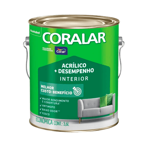 Tinta Acrílica Coralar Interno Fosco Branco Neve 3,6L - Coral