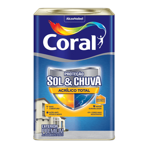 Tinta Acrílica Sol e Chuva Total Fosco Algodão Egípcio 18L - Coral