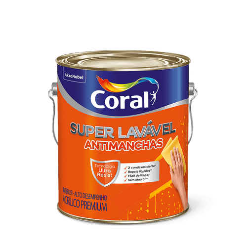 Tinta Acrílica Super Lavável Branco Neve 3,6L - Coral