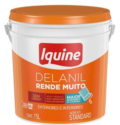 Tinta Acrílica Delanil Rende Muito Fosco Branco Gelo Balde 15L - Iquine