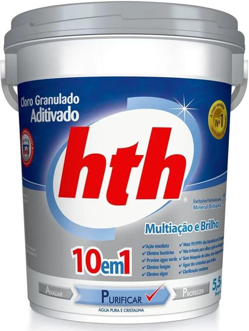 Cloro Granulado Aditivado 10 em 1 Balde 5,5kg - HTH