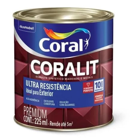 Tinta Esmalte Coralit Ultra Resistência Alto Brilho Vermelho 225ml - Coral