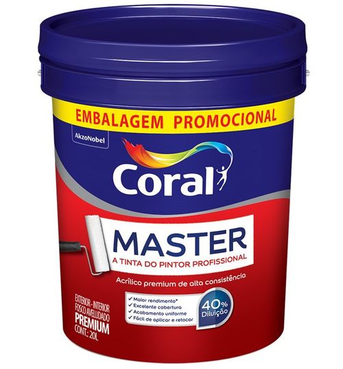 Tinta Acrílicar Master Profissional Branco Neve 20L - Coral