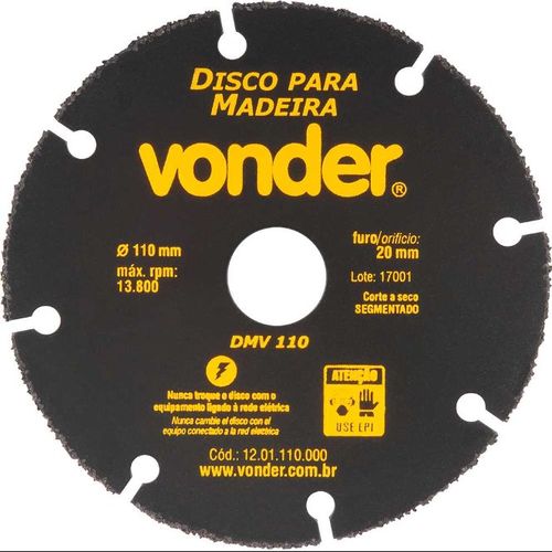 Disco de Corte para Madeira 110mm Segmentado DMV110 - Vonder