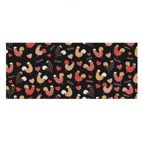 Tapete Antiderrapante Tropical 100x43cm Galinhas Black - Kapazi