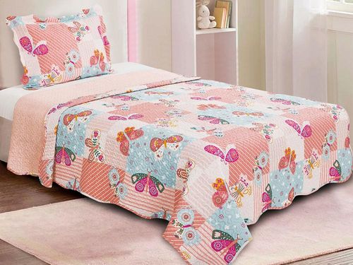 Colcha Evolution Patchwork Infantil Solteiro 160x230 Borboleta - Camesa