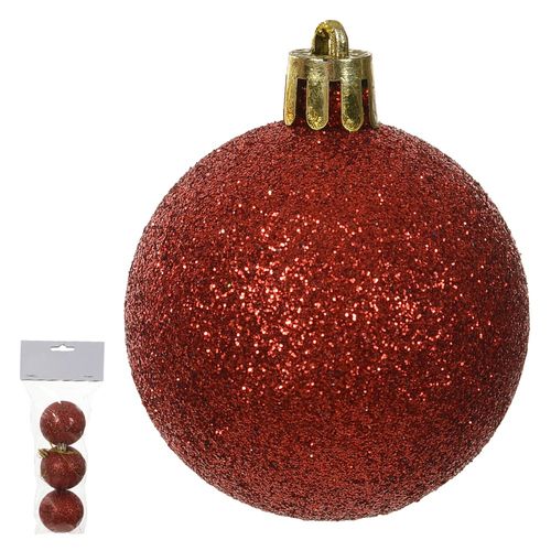 Bola Bag Glitter com 3 Unidades Vermelho 6cm - Florarte