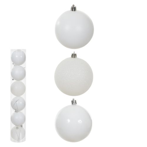 Bola Mista com 6 Unidades Branco 8cm - Florarte