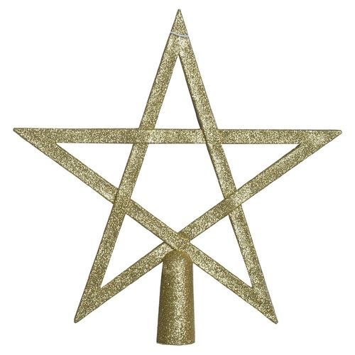 Ponteira de Árvore de Natal Estrela Dourada Glitter 21cm - Florarte