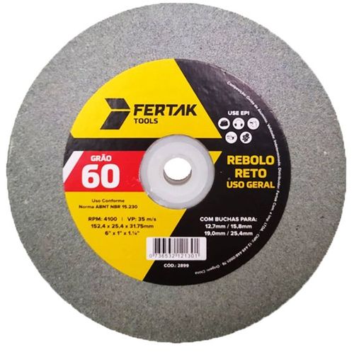 Rebolo Reto Grão 60 6” x 1” x 1.1/4”  2899 - Fertak