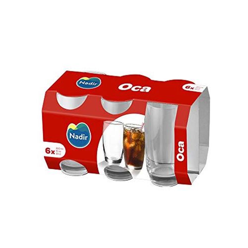 Jogo de Copos de Vidro Oca 300ml com 6 Unidades - Nadir